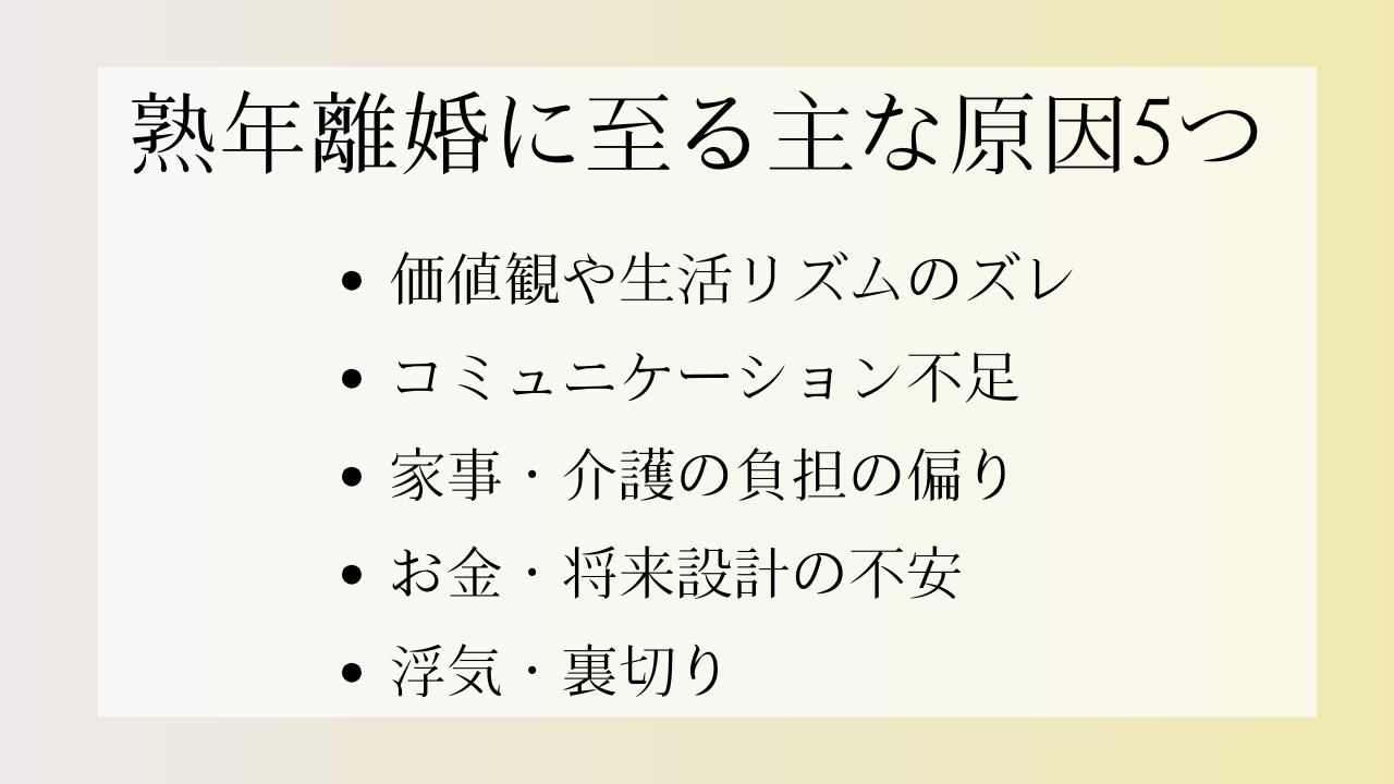 熟年離婚の原因5つ